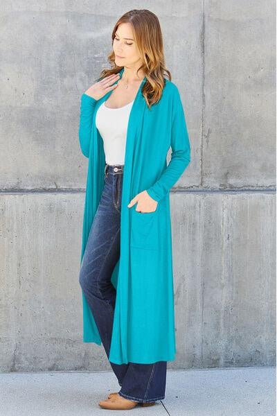 Add a Layer of Chic: Basic Bae Full Size Open Front Cover Up - Long Sleeve Style - Rigolette's Treasures