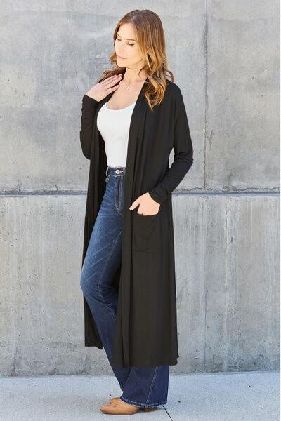 Add a Layer of Chic: Basic Bae Full Size Open Front Cover Up - Long Sleeve Style - Rigolette's Treasures